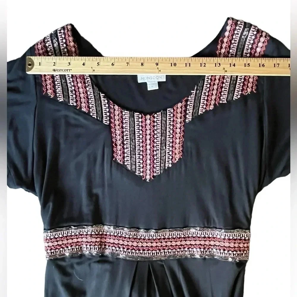 Monsoon Breaded Plus Size Women’s Maxi Dress Boho Tie Waisted Black - Picture 5 of 14